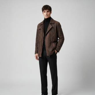 Vintage Hakiki Deri Ceket – Koyu Kahve / Karakterli Slim Form