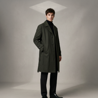 Minimal Vintage Trençkot – Koyu Haki / Oversize Form