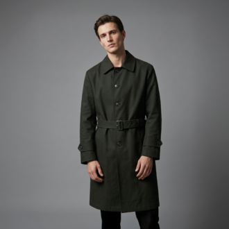 Minimal Vintage Trençkot – Koyu Haki / Oversize Form