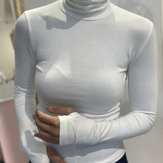 Kadın, Yumoş Dokulu, Beyaz Boğazlı Body