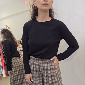 Kadın, Bisiklet Yaka, Modal Kumaş, Siyah Sweatshirt