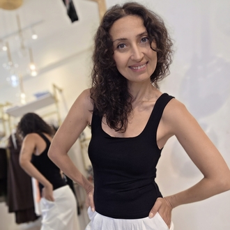 Kadın, Ön Arka Kare Yaka, Yumuşak Dokulu, Siyah Atlet
