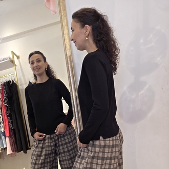 Kadın, Bisiklet Yaka, Modal Kumaş, Siyah Sweatshirt
