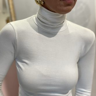 Kadın, Yumoş Dokulu, Beyaz Boğazlı Body