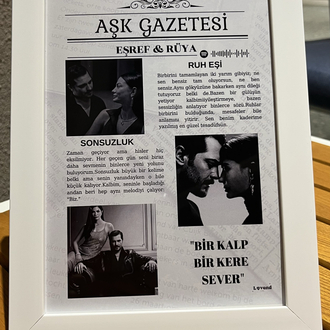 Kişiye Özel tasarım çerçeve-2(Aşk gazetesi)
