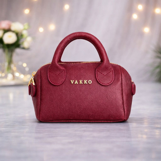 Mini Vakko Bordo Çanta
