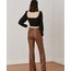 Lucia Fashion Kadın Taba Deri İspanyol Paça Pantolon 