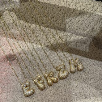 Çelik Bubble Harf Kolye | Gold