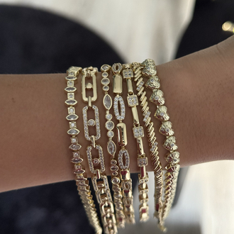 Sarmal Desenli Mini Taşlı Bileklik | 14k Gold