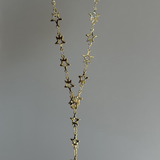 Çelik Yıldızlı Y Kolye | 14k Gold