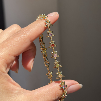 Premium Seri Soft Renkli Flower Bileklik | 14k Gold