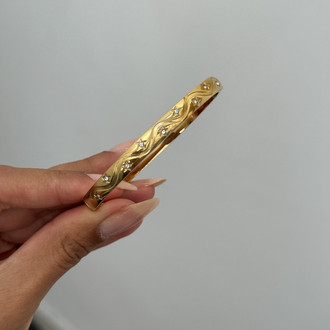 Çelik İşlemeli Yıldızlar Kelepçe | Gold