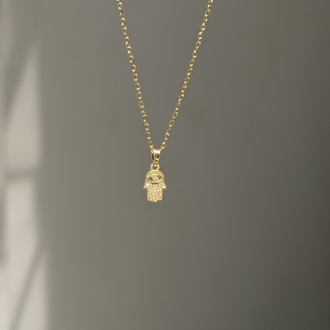 Çelik Mini Hamsa Kolye | Gold
