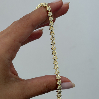 Premium Seri Sıra Taşlı Yıldızlı Bileklik | Gold