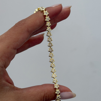 Premium Seri Sıra Taşlı Yıldızlı Bileklik | Gold