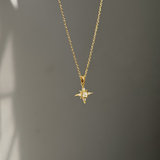 Çelik Mini Kutup Yıldızı Kolye | Gold