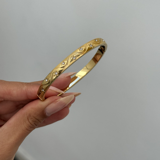 Çelik İşlemeli Yıldızlar Kelepçe | Gold