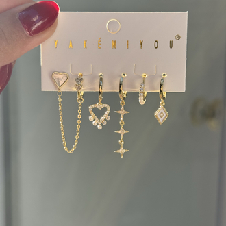 İthal 6lı Pure Love Küpe Seti | Gold