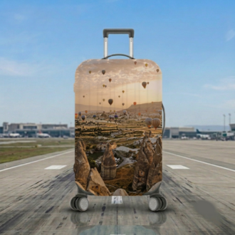 ✈️ LUGGIACASE Premium Kapadokya Gün Batımı Tasarımlı Valiz Koruyucu Kılıf