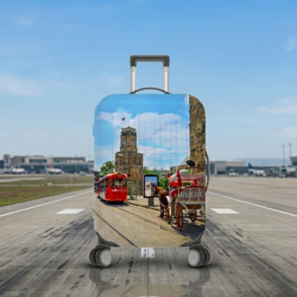 ✈️ LUGGIACASE Premium Nostaljik Antalya Desenli Valiz Koruyucu Kılıf