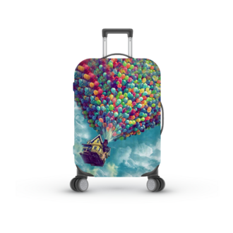 ✈️ LUGGIACASE Premium Gökyüzü ve Balonlu Ev Tasarımlı Valiz Koruyucu Kılıf