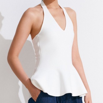 Halter Yaka Triko Bluz