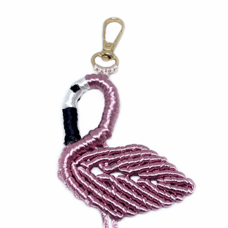 Handmade Macrame Flamingo Charm