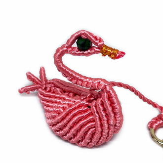 Handmade 3D Macrame Swan Charm