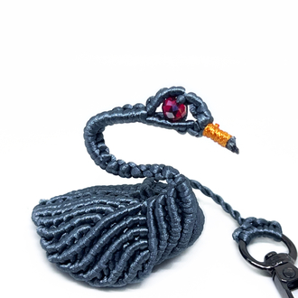 Handmade 3D Macrame Swan Charm