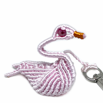Handmade 3D Macrame Swan Charm