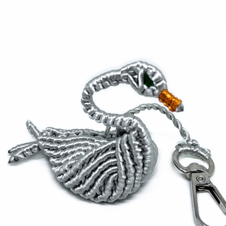Handmade 3D Macrame Swan Charm