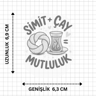 Simit + Çay Mutluluk - 8 Adet Holografik Suya Dayanıklı Sticker
