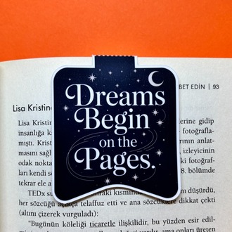 Kitap Ayracı (4 Adet) – “Dreams being on the pages” Mat Laminasyon, Dayanıklı Tasarım