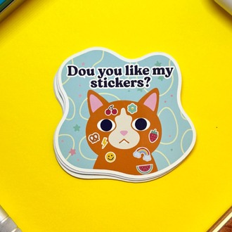 “Do You Like My Stickers?” Kedili Sticker – Dayanıklı ve Premium Kalite Malzeme -  8'li SET