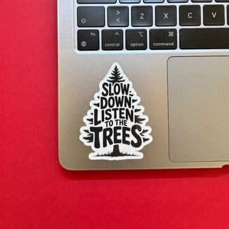 “Slow Down, Listen to the Trees” Doğa Temalı Sticker (8 Adet Paket)