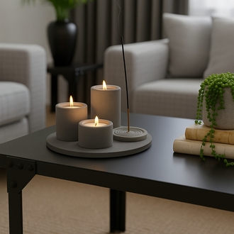 5 Parça Dekoratif Tepsi, Tealight Mumluk, Tütsü tutucu