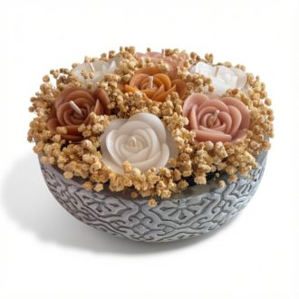 Gül Buketi Kahveli Hasır