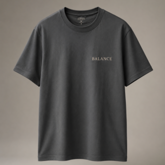 Lumora Oversize Unisex Baskılı Tişört - Balance Minimal Tasarım - Vintage Gri