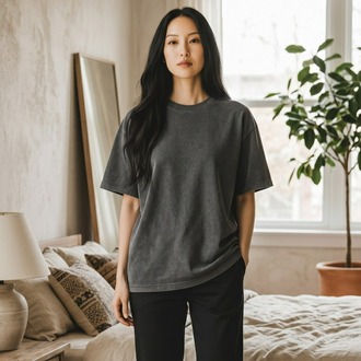 Lumora Basic Oversize Gri Tişört %100 Pamuk Premium Unisex Basic Streetwear
