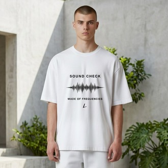 Lumora Oversize Unisex Müzik Temalı Baskılı Tişört %100 Pamuk Streetwear – Sound Check