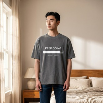 Lumora Oversize Unisex Baskılı Tişört %100 Pamuk Premium Streetwear – Keep Going