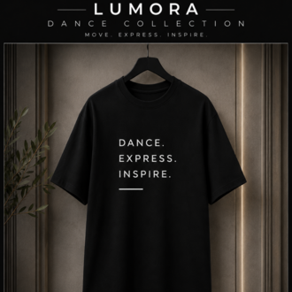 Lumora Oversize Unisex Minimal Baskılı Tişört %100 Pamuk – Dance. Express. Inspire