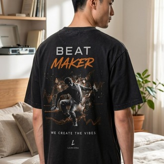 Lumora Oversize Unisex Grafik Baskılı Tişört %100 Pamuk  Streetwear – Beat Maker