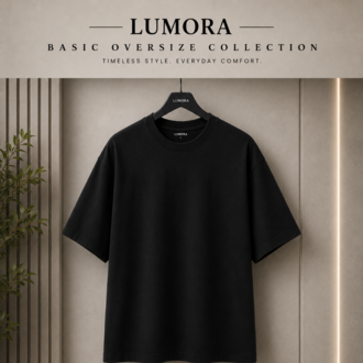 Lumora Basic Oversize Siyah Tişört %100 Pamuk Premium Unisex Basic Streetwear
