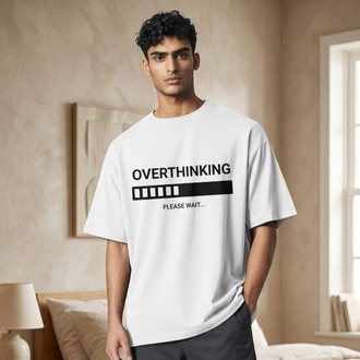 Lumora Oversize Unisex Baskılı Tişört %100 Pamuk Premium Streetwear – Overthinking