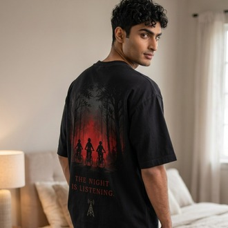 Lumora Oversize Unisex Grafik Baskılı Tişört %100 Pamuk Premium Streetwear – Midnight Signal