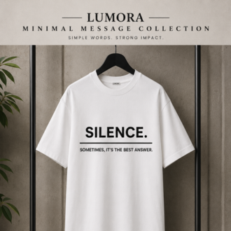 Lumora Oversize Unisex Baskılı Tişört %100 Pamuk Premium Streetwear – Silence