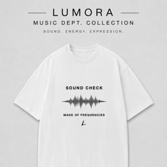 Lumora Oversize Unisex Müzik Temalı Baskılı Tişört %100 Pamuk Streetwear – Sound Check