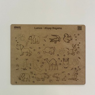 4'lü Ahşap Boyama Seti - 33x27 cm MDF - Eğitici ve Eğlenceli Çocuk Aktivite Panosu - Set 2