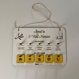 Kişiye Özel Ahşap 5 Vakit Namaz Takip Tablosu - Montessori Eğitim Ürünü